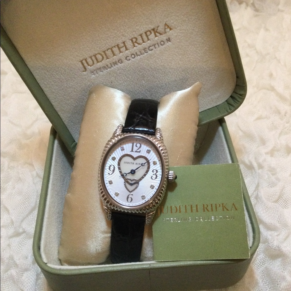 Judith Ripka Sterling and MOP Double Heart Watch